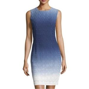 Diane Von Furstenburg Kedina Eyelet Ombré Knee Length Sleeveless Dress Blue 2